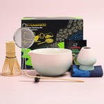 TEANAGOO Set de thé japonais (7pcs) Matcha Whisk Set Matcha Bowl with Versing Spout Bamboo Matcha Whisk (chasen) Scoop (chashaku) Matcha Whisk Holder Tea Making Kit. N11, vert dégradé rose