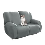 Jaotto Housse de Fauteuil Relax Extensible 2 Places, Housse de Fauteuil Relax Inclinable, Couverture de Chaise Canapé Relax avec Poche,Protecteur pour Fauteuil Inclinable,Gris Fumé