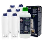 6x Water Filters for Delonghi DLSC002 SER3017 and EcoDecalk Descaler DLSC500