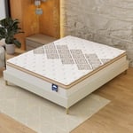 sensoreve- Matelas Errakis 200 X 200cm-Technologie Hybrid: Ressorts ensachés + Mousse HDensité-Épaisseur 28cm- Soutien Tonique Parfait & Confort hôtel- Label SANITIZED (Anti bactérien/acarien)