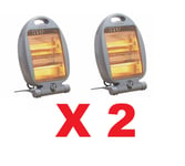 Pack of 2 Heater Halogen Quartz Free Standing Portable Heater 2 Setting 400/800W