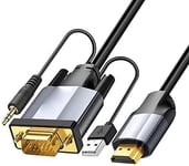 Câble Adaptateur Vga Vers Hdmi Avec Audio, Convertit La Source Vga (Pc) Dans Le Connecteur Hdmi (Tv/Monitor), Vga Mâle Actif Vers Hdmi Sortie Câble Adaptateur Vidéo Pour Ordinateur[VID060942]