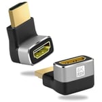 AXFEE Adaptateur HDMI Coudé, 2 Pièces 8K@60Hz 270 Degrés Mâle vers Femelle Angle Droit avec Connecteurs Plaqués Or, 4K@120Hz Adaptateur Compatible avec Ordinateur Portable, TV, Projecteur, Moniteur