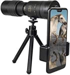 AQWESD Monocular Super Telephoto Zoom Monocular Waterproof Fogproof Telescope with Smartphone Holder Tripod 4K 10-300X40mm