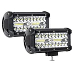 PICAA Phare de Travail LED, 2X 7 Pouces 120W 6000K Blanc Feux de Travail LED 12V 24V Imperméable Lampe pour Voiture Camion Tracteur Off Road 4x4