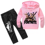 Kids Cosplay Fortnite Hoodie Set Pink 140 Cm