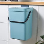 GONICVIN – Poubelle suspendue en plastique avec couvercle, poubelle pour placard de cuisine, sous l'évier de cuisine, poubelle murale pour cuisine, salle de bains, 7 L (bleu)