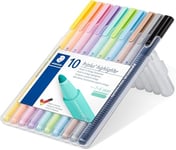 Staedtler Triplus Highlighter, Feutres surligneurs pastel à pointe ogive de 1-4 mm, Étui chevalet avec 10 surligneurs assortis, 362 CSB10