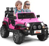 Voiture Electrique Enfant 12V avec 2 Sieges et Telecommande Vehicule Electrique Boîte de Rangement MP3 Rose