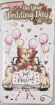 On Your Wedding Day - Cute Bears In Car Balloons Just Married