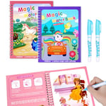 OSDUE Livre De Dessin Magique De l'eau Coloriage pour Enfants(2 Styles), Livre De Coloriage Education Dessin Jouet, Aventures à Colorier De l'eau Livre avec Un Stylo Magique, Cadeaux pour Enfants