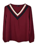 Blouse Femme Chic,Manche Longue,col V (Bordeaux, 38)