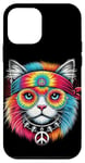 Coque pour iPhone 12 mini Bandana coloré Tie Dye pour amoureux des chats