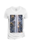 T-Shirt Homme Col V Forêt De Pins Sous La Neige Traversée Par Une Route Vue Aérienne Paysage 2