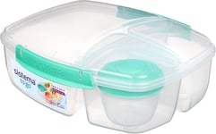 Sistema To Go Triple Split Lunch Box with Yoghurt Pot | 2L Air-Tight and Food |