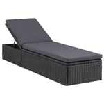 Prolenta Premium - Chaise Longue Résine Tressée Noir Et Gris Foncé