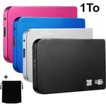 HDD 2.5" USB 3.0 Disque Dur Externe Mobile Portable Stockage 1To 1TB Rouge 12*7*1cm avec Pochette Sac de Stockage en Tissu