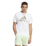 adidas Homme Camo Badge of Sport Graphic Tee, White, L Tall