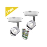 2-pack trådlösa spotlights, batteridrivna accentljus för målningar, mini LED-bildljus, vägglampa, 4000K ljus, 80 lumen (silver)