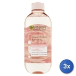 3x Garnier Micellar Water Illuminating Rose Water 400ml