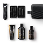 MANSCAPED® The Premier Package 5.0 Ultra, with The Lawn Mower® 5.0 Ultra Men's Groin & Body Hair Trimmer, Shears 3.0, Crop Preserver® Ball Deodorant, Refined® Body Wash, Crop Soother™, Shed 2.0