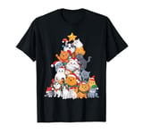 Cat Christmas Tree Xmas Girls Boys Funny Meowy Catmas Santa T-Shirt