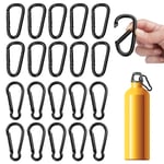 20-pack små aluminiumkarbinhakar, 40 x 4 mm minikarbinhakar, små svarta karbinhakar för ryggsäck, bälte, tält, camping, resor