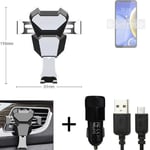 Car holder air vent mount for HTC Wildfire E Plus + CHARGER Smartphone