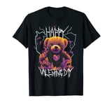 Happy Valentine's Day Angry Teddy Bear with Burning Heart T-Shirt