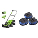 Greenworks 40V Cordless Lawnmower for Lawns up to 200m², 35cm Cutting Width & Trimmer Spool and 1.65mm Double Line 4.8m incl. 3 Packs for Greenworks 40V Lawn Trimmers G40LT G40LTK2 G40LTK2x