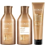 Redken All Soft Shampoo, Conditioner and Leave-in Routine for Dry Hair