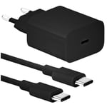 Snabbladdare 25W för Samsung USB-C med 2M USB C-kabel Svart USB-C-laddare + 2M-kabel-XIN