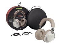 Shure AONIC 50 - Hörlurar med mikrofon - fullstorlek - Bluetooth - trådlös, kabelansluten - aktiv brusradering - 3,5 mm kontakt, USB-C - vit, tan