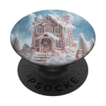 Cute Christmas Gingerbread House Snowflakes Holiday Xmas PopSockets Adhesive PopGrip