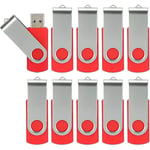 10 Pack USB Flash Drives USB 2.0 Thumb Drive Bulk Pack Käännettävä Memory Stick Taitettava Storage Hop Drive Zip Drive 10 Pack Red