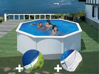 Kit piscine acier blanc Gré Fidji ronde 3,70 x 1,22 m + Bâche hiver + Tapis de sol