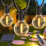 Elegear 61ft/19m Guirlande Solaire Exterieur, 25+2 G40 Ampoules Guirlande Guinguette IP44 Imperméable 4 Modes Guirlande Lumineuse Exterieure avec Télécommande pour Jardin Patio Terrasse Fête Mariage