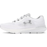 Under Armour UA W Charged Rogue 4 Chaussures de sport pour femmes, baskets légères et respirantes, blanc/gris /argent