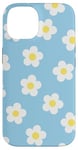 iPhone 14 Light Blue Flower Daisy Leaf Cute Floral Pastel Pattern Case