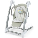 3 en 1 Chaise Haute Pliante Bébé avec 8 Hauteurs Réglables, Balancelle Bébé Evolutif avec 5 Dossier Inclinable, Plateau Double Amovible, Ouverture