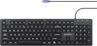 Clavier PS2 Filaire Taille Standard,Pavé Numérique,Lettres en Gros,Noir,US English