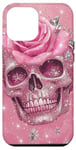 Coque pour iPhone 14 Plus Mignon rose rose et crâne avec étoiles crânes roses