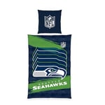 Herding Linge de lit Seahawks, NFL, taie d'oreiller env. 80x80 cm, Housse de Couette env. 135x200 cm, avec Fermeture éclair de Marque, 100% Coton/rencé