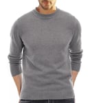 Aotoyou Pull Homme Hiver Chaud Pulls Col Rond Coton Pull Thermique Homme Couleur Uni Gris XXL