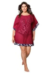 TruYou Femme Grandes Tailles Tunique Oversized en Mesh avec Bords à Motif Rouge 52+ 201389525-52+