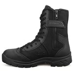 QUNLON Hommes Bottes Militaires Noires Rangers Militaire Homme Bottes Moto Homme Bottes de Combat avec Zip Latéral Botte Airsoft Tactiques en Plein Air SN307 38EU