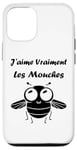 Coque pour iPhone 12/12 Pro Humour Mouche insecte j'aime vraiment les mouches.