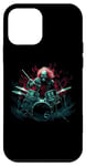 iPhone 12 mini Skeleton Drummer Guy Rock And Roll Band Rock On Drum Kit Case