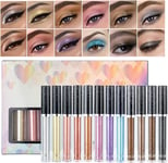 12 Color Liquid Eyeshadow Set Metallic Glitter Eyeshadow Shimmer Smokey Waterpr