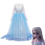 Frozen 2 Elsa Princess Tyll Klänning Långärmad Gradient Kostym Barn Flickor Halloween Jul Cosplay Party Performance Fancy Dress Up Light Blue 3-4 Years